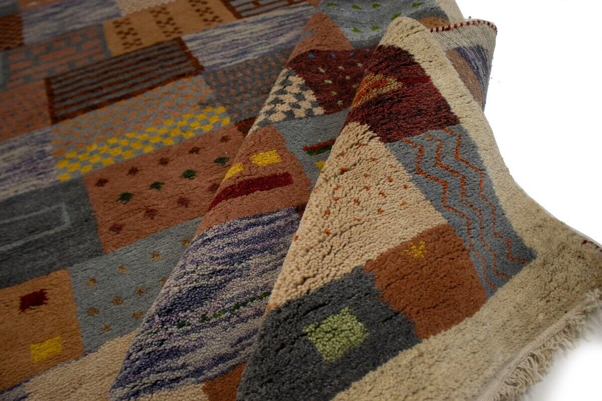 Handmade Tribal Checker Design Indo-Gabbeh Rug