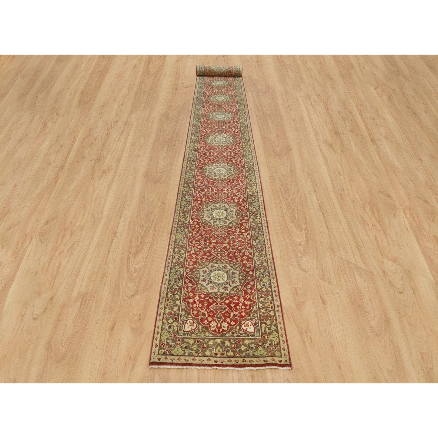 2'7"X22' Cherry Red Wool Haji Jalili Design Hand Knotted Xl Runner Rug