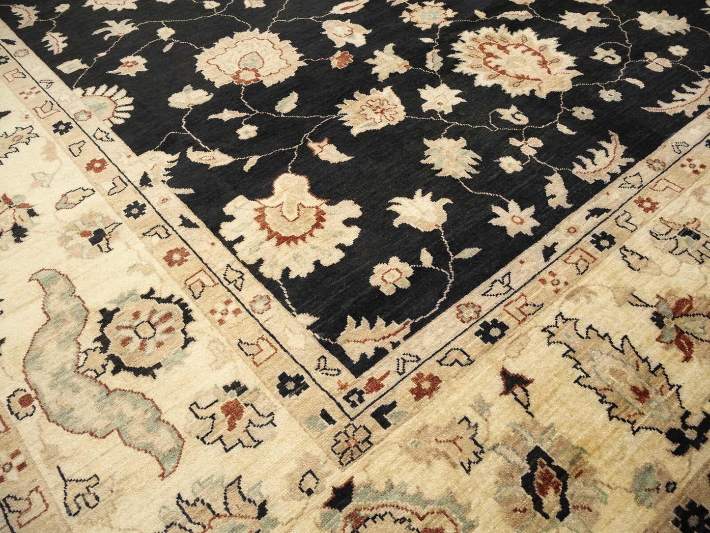 Handmade Floral Peshawar Oriental Rug Large Muted