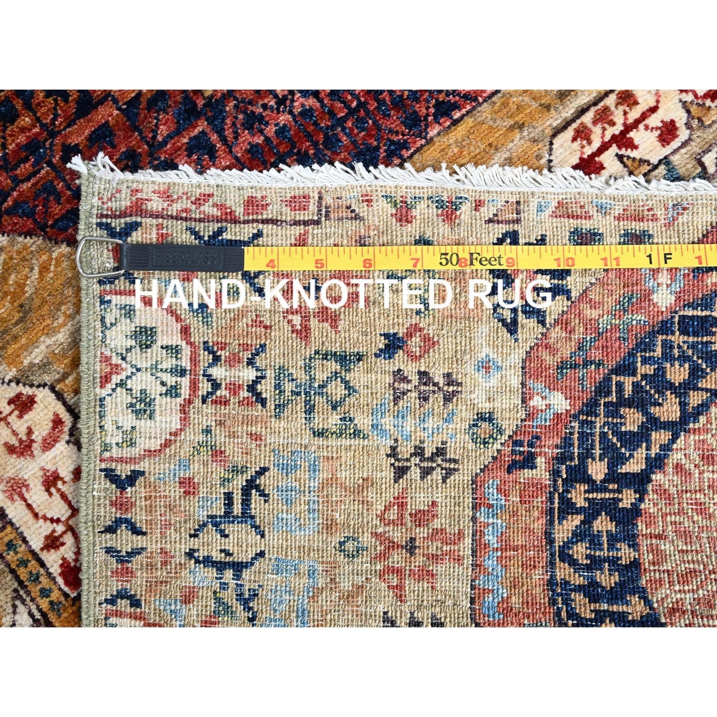 2'5"X10'3" White Mamluk Design Soft Wool Hand Knotted Runner Oriental Rug