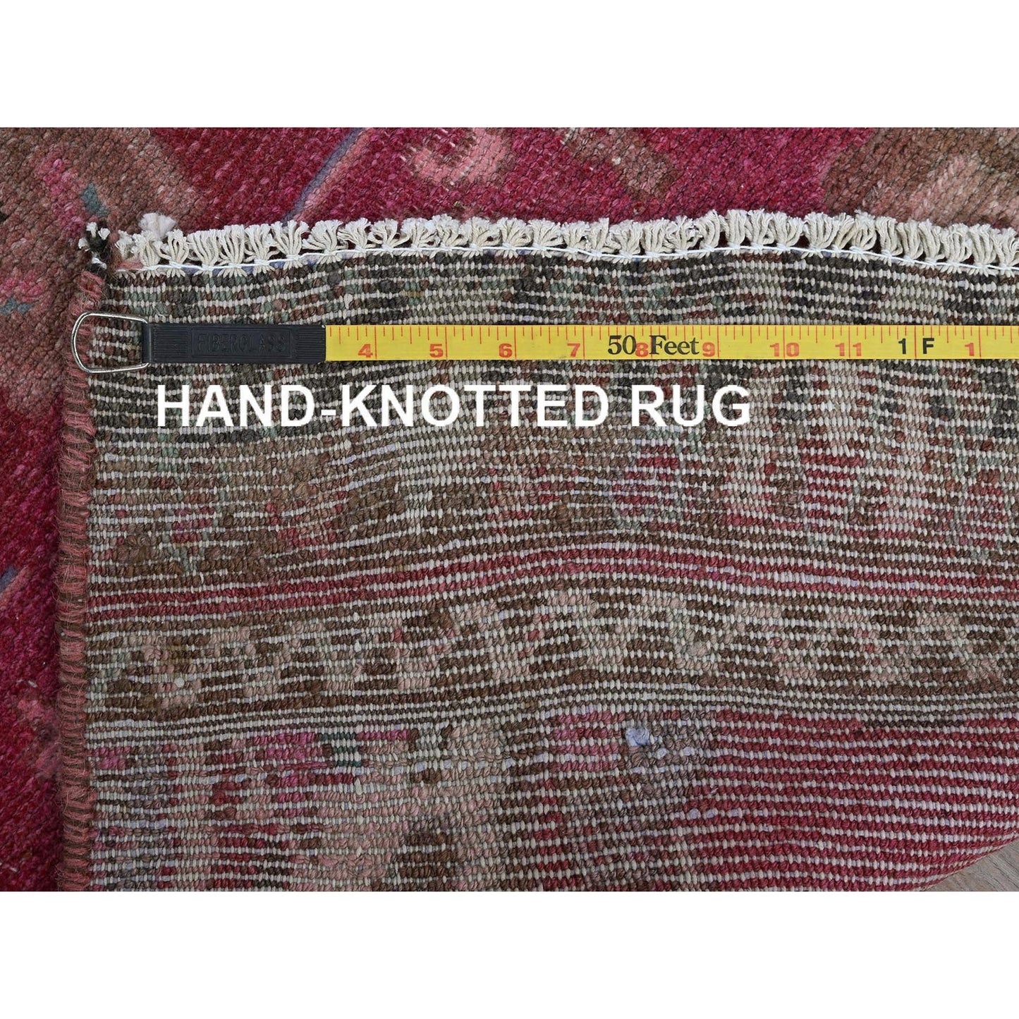 2'X9'7" Red Vintage Zoroastrian Khamadan Hand Knotted Pure Wool Runner Rug