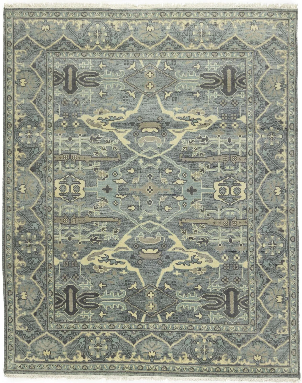 Large Oushak Wool Oriental Rug Muted Floral