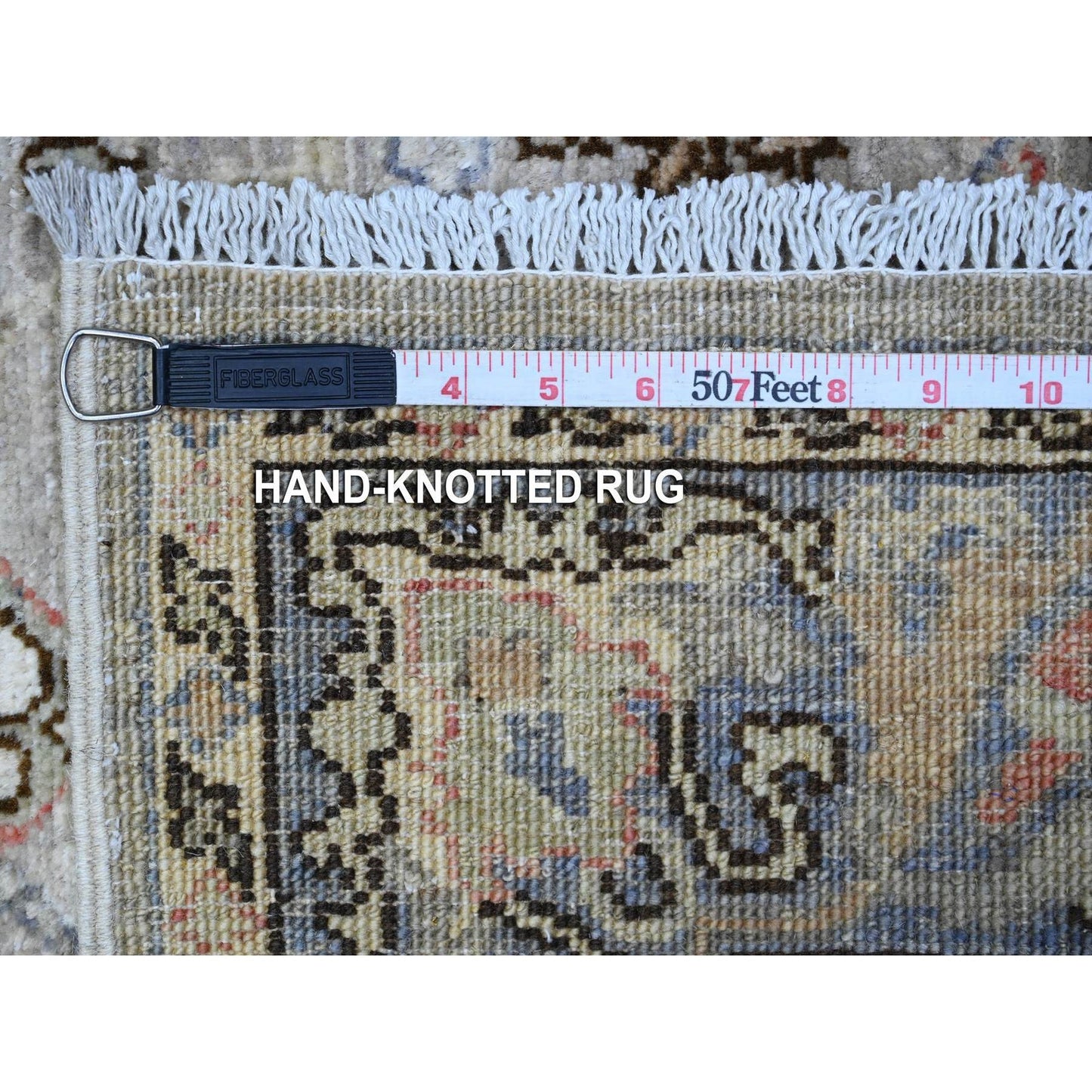 4'X12' Pastel Gray Fine Aryana Collection Wide Runner Oriental Rug