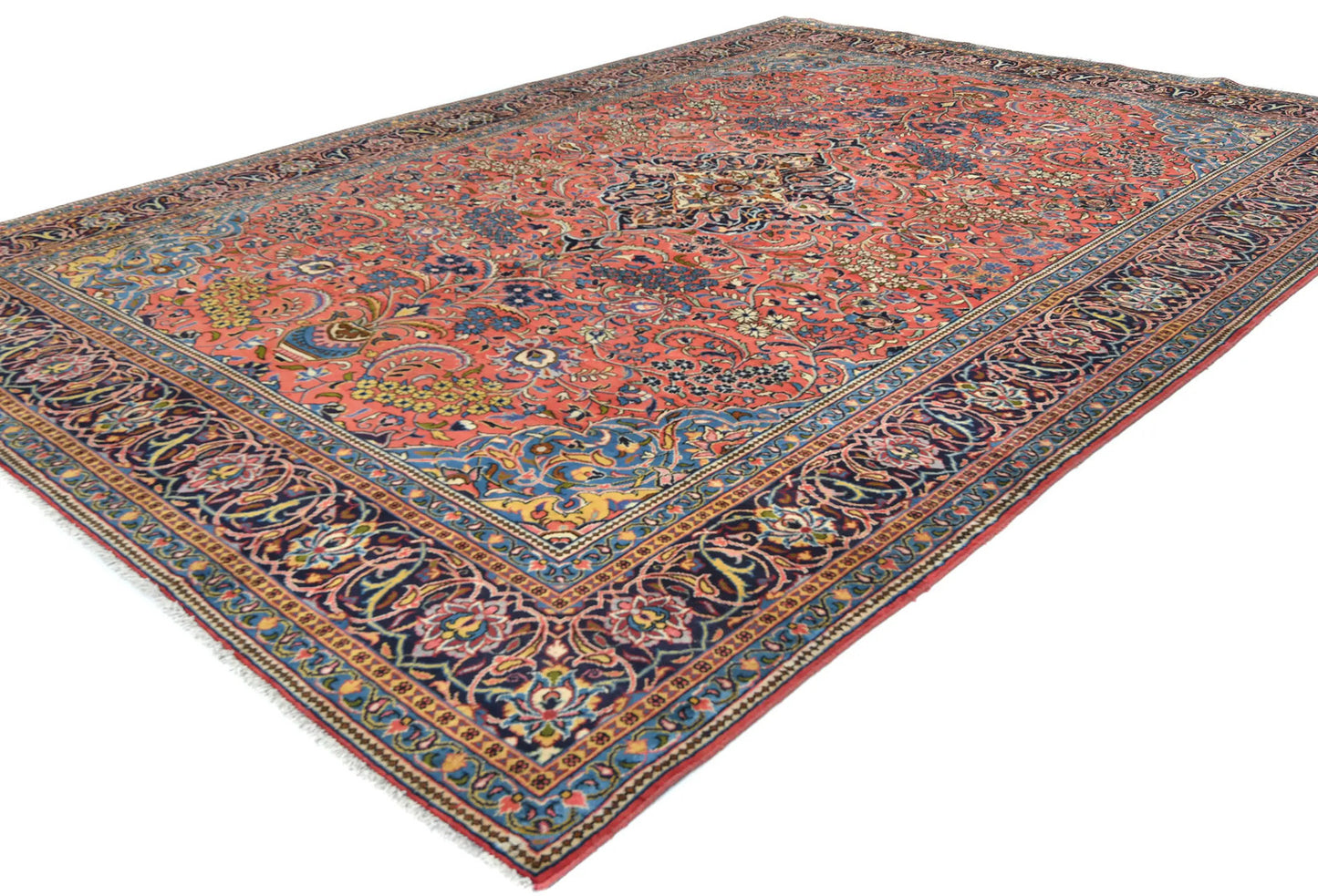 Hand-Knotted Vintage Oriental Rug Floral Classic