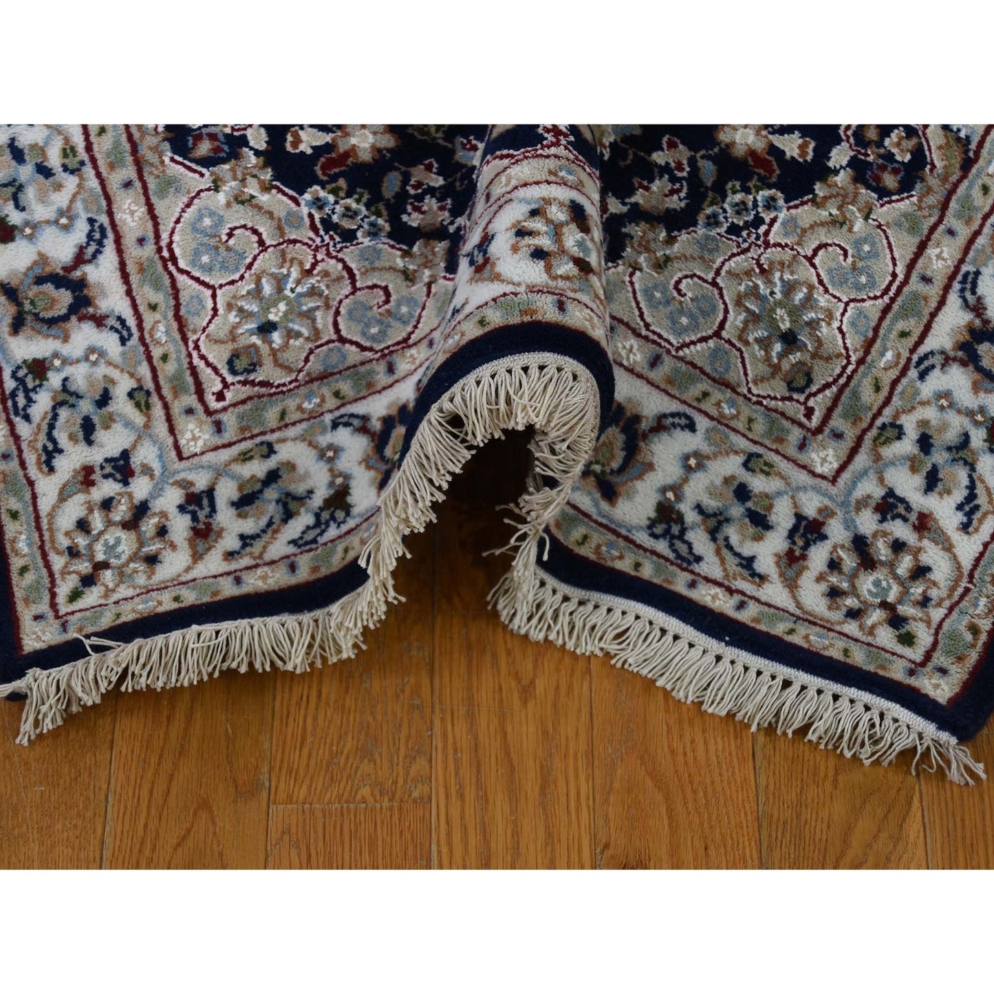 3'X18' Blue Pure Wool 250 Kpsi Nain Xl Runner Hand Knotted Oriental Rug