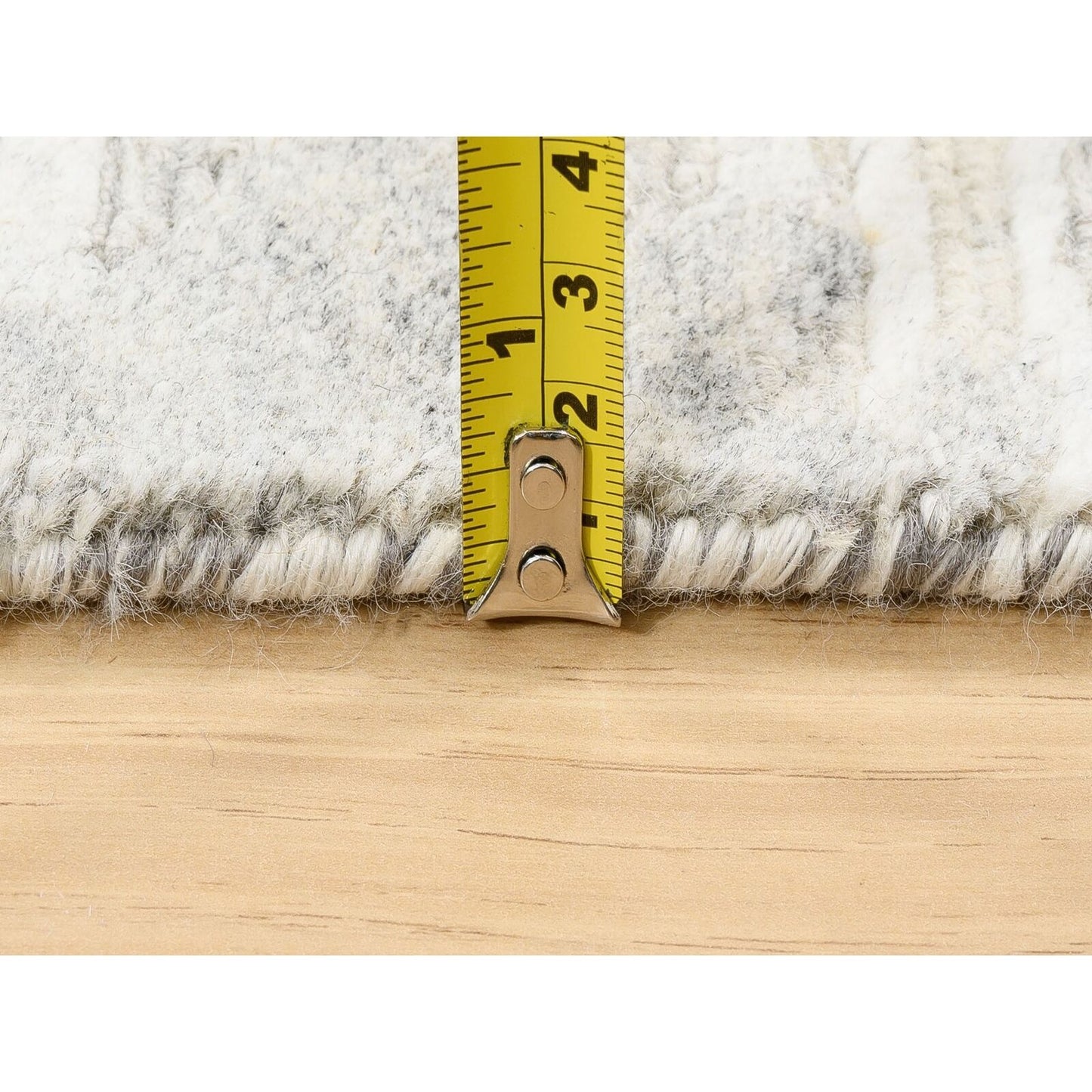 2'7"X12' Hand Spun Undyed Natural Wool Modern Ivory Runner Rug