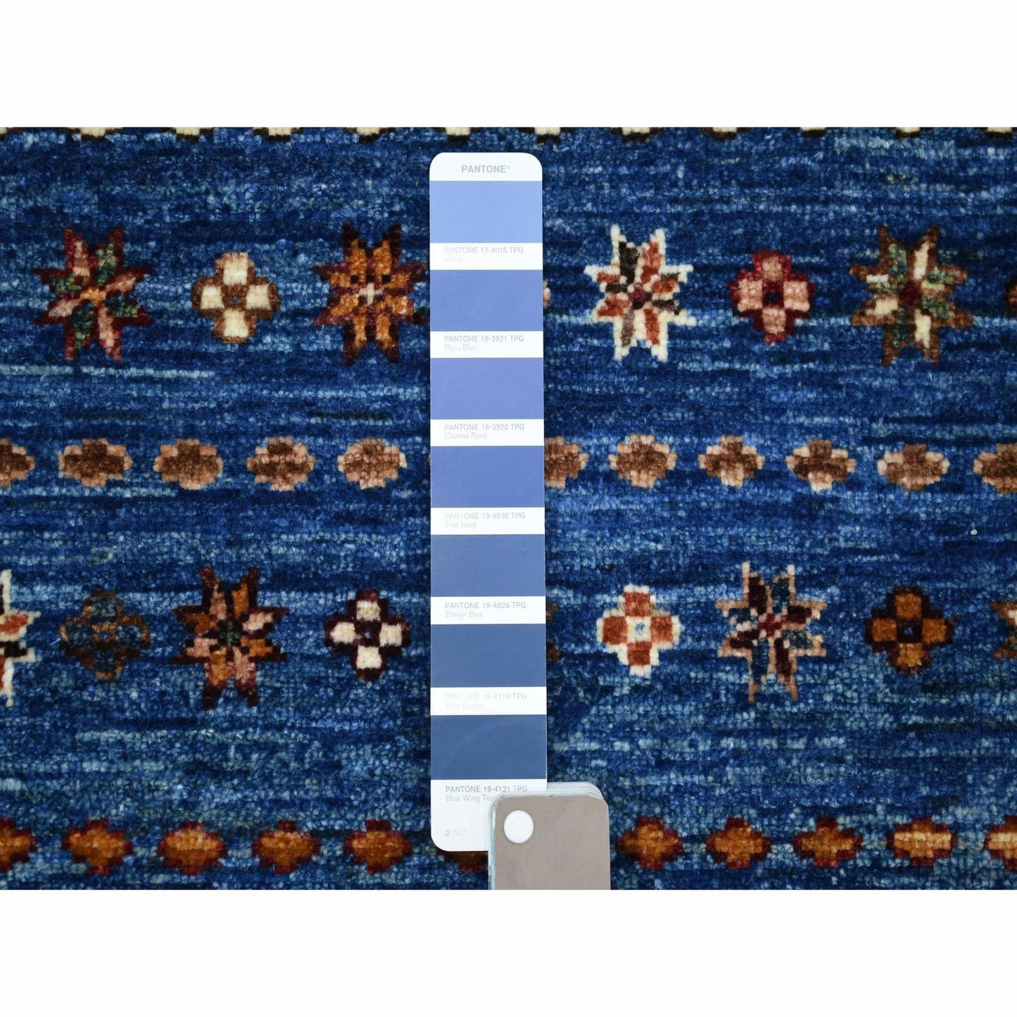 3'6"X5'5" Blue Hand Knotted Afghan Super Kazak Extra Soft Wool Rug