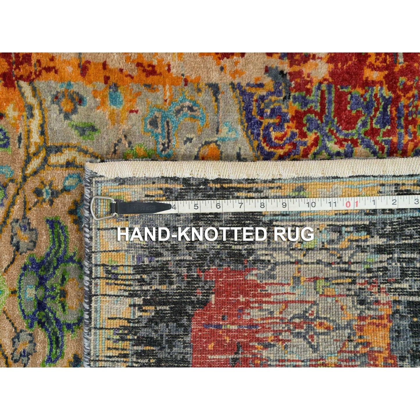 4'1"X6' Orange Ancient Ottoman Erased Design Ghazni Wool Hand Knotted Rug