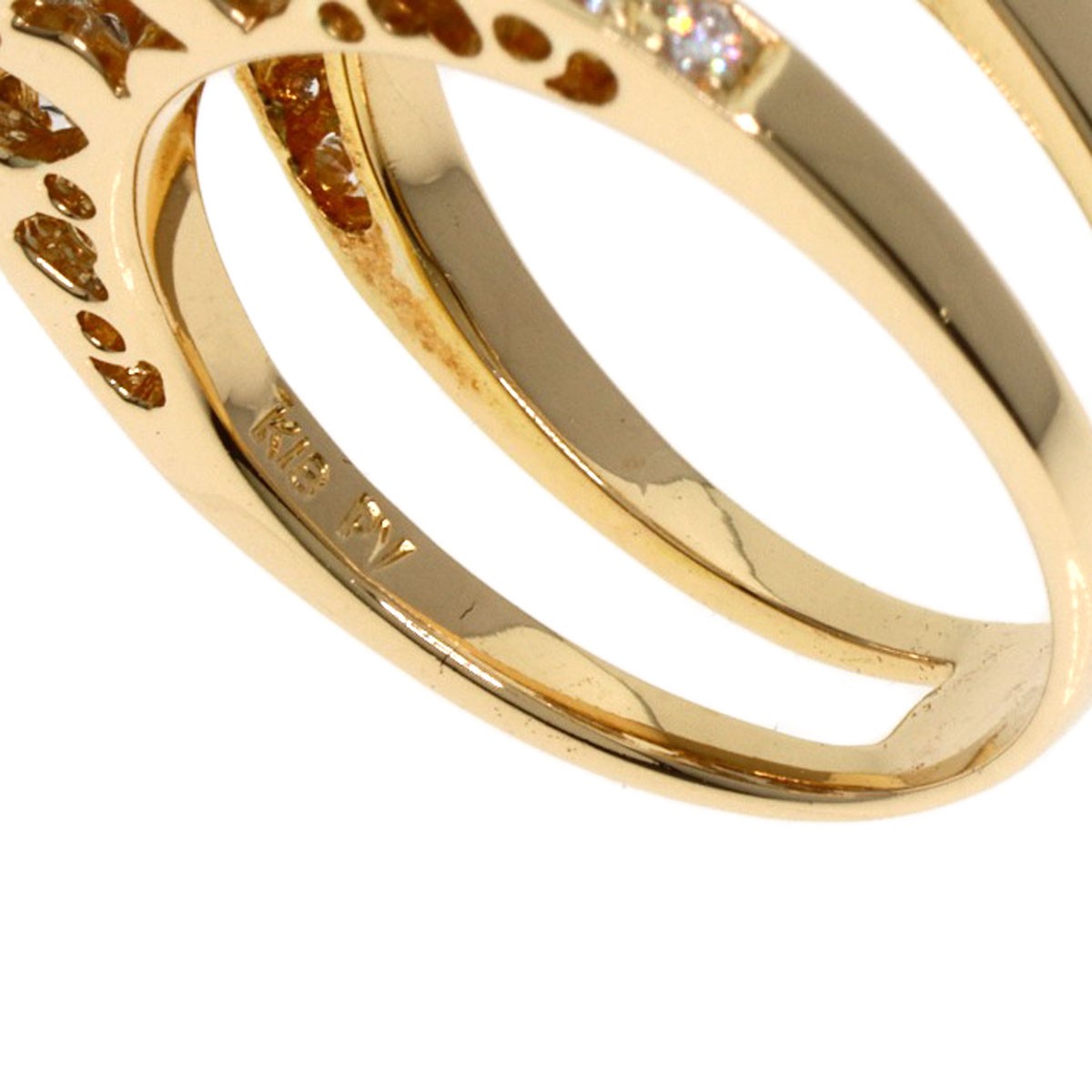 Gold Ponte Vecchio Diamond Ring K18 Yellow Gold K18 White