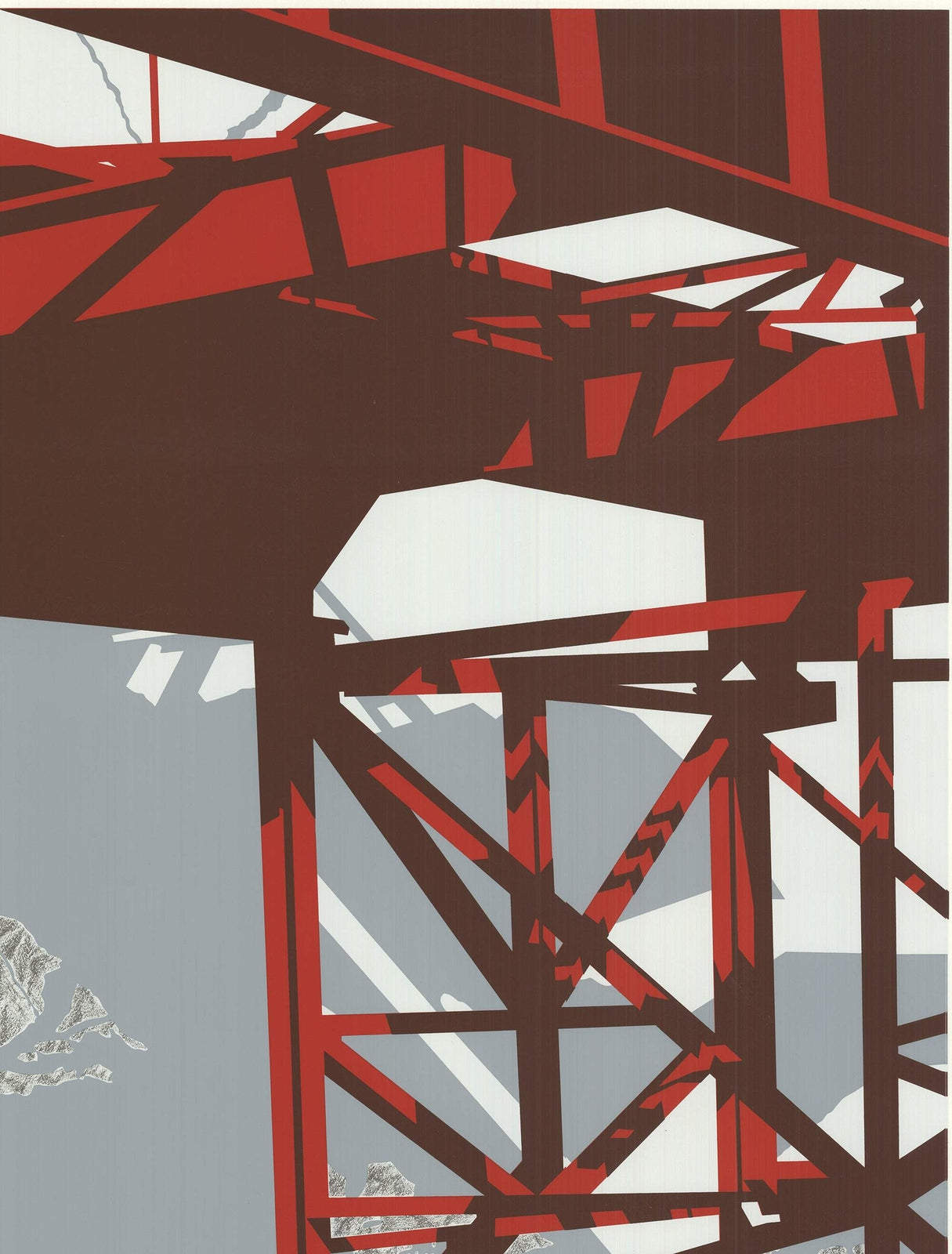 Allan D'Arcangelo Red Bridge Signed " Serigraph Pop Art Gray, Red