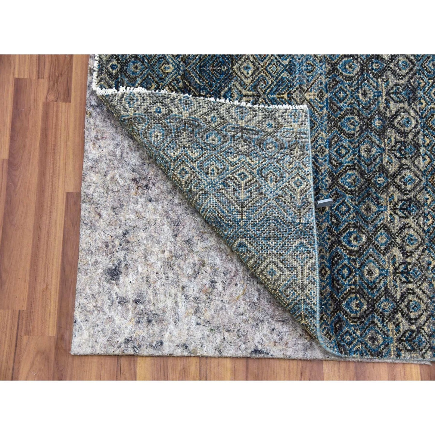 2'6"X6'1" Blue 100% Wool Hand Knotted Kohinoor Herrita Design Runner Rug