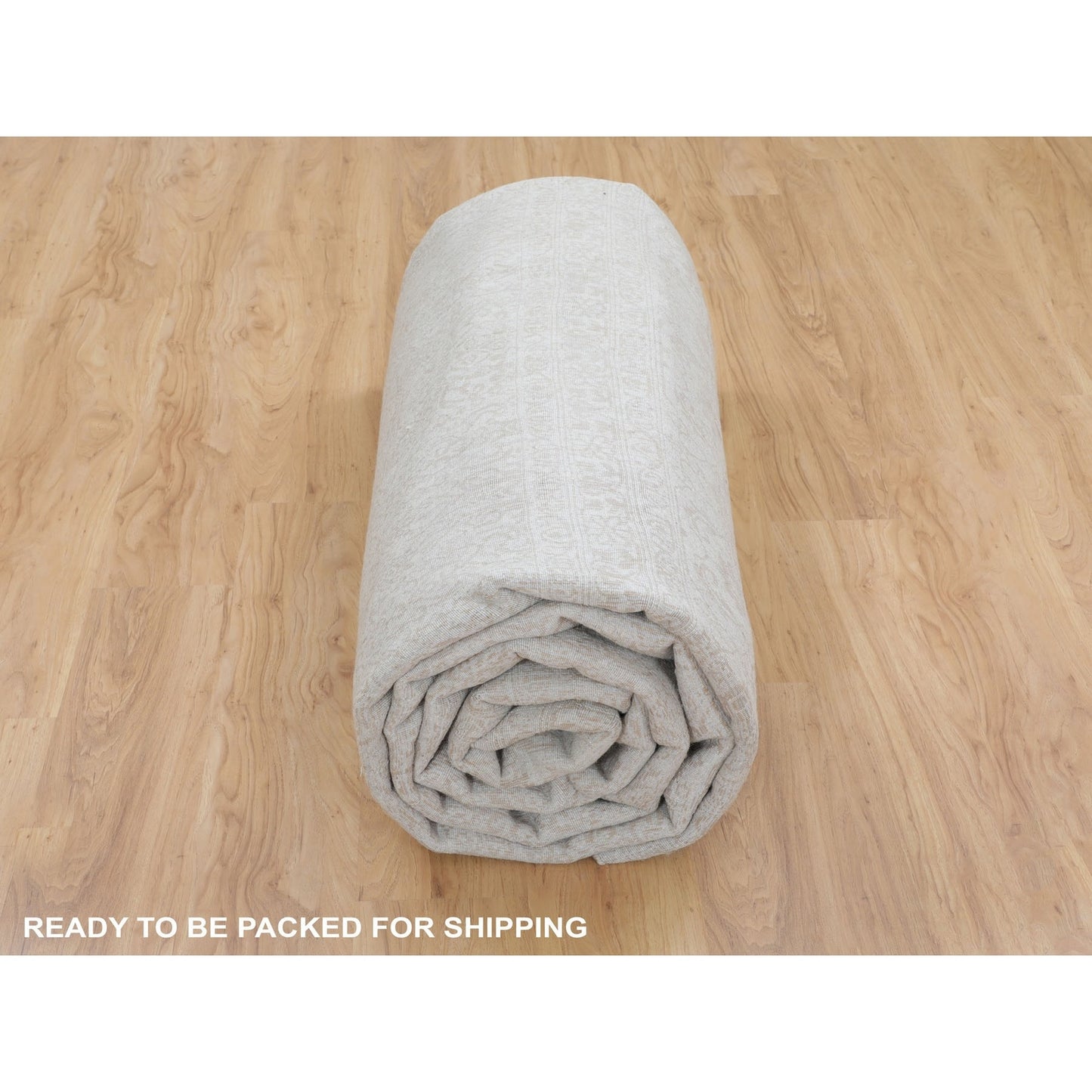 11'8"X14'8" Oversized Taupe Fine Jacquard Hand Loomed Wool And Artsilkrug