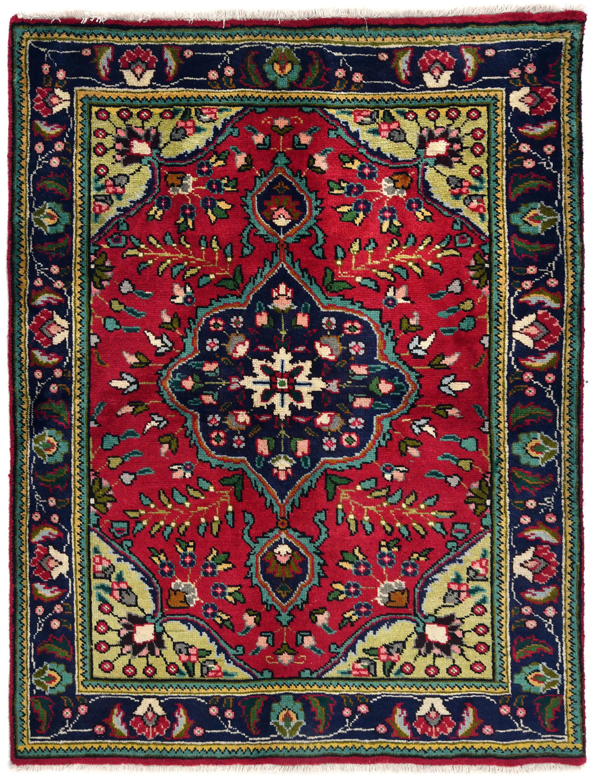 Vintage Handmade Small Red Oriental Rug Classic