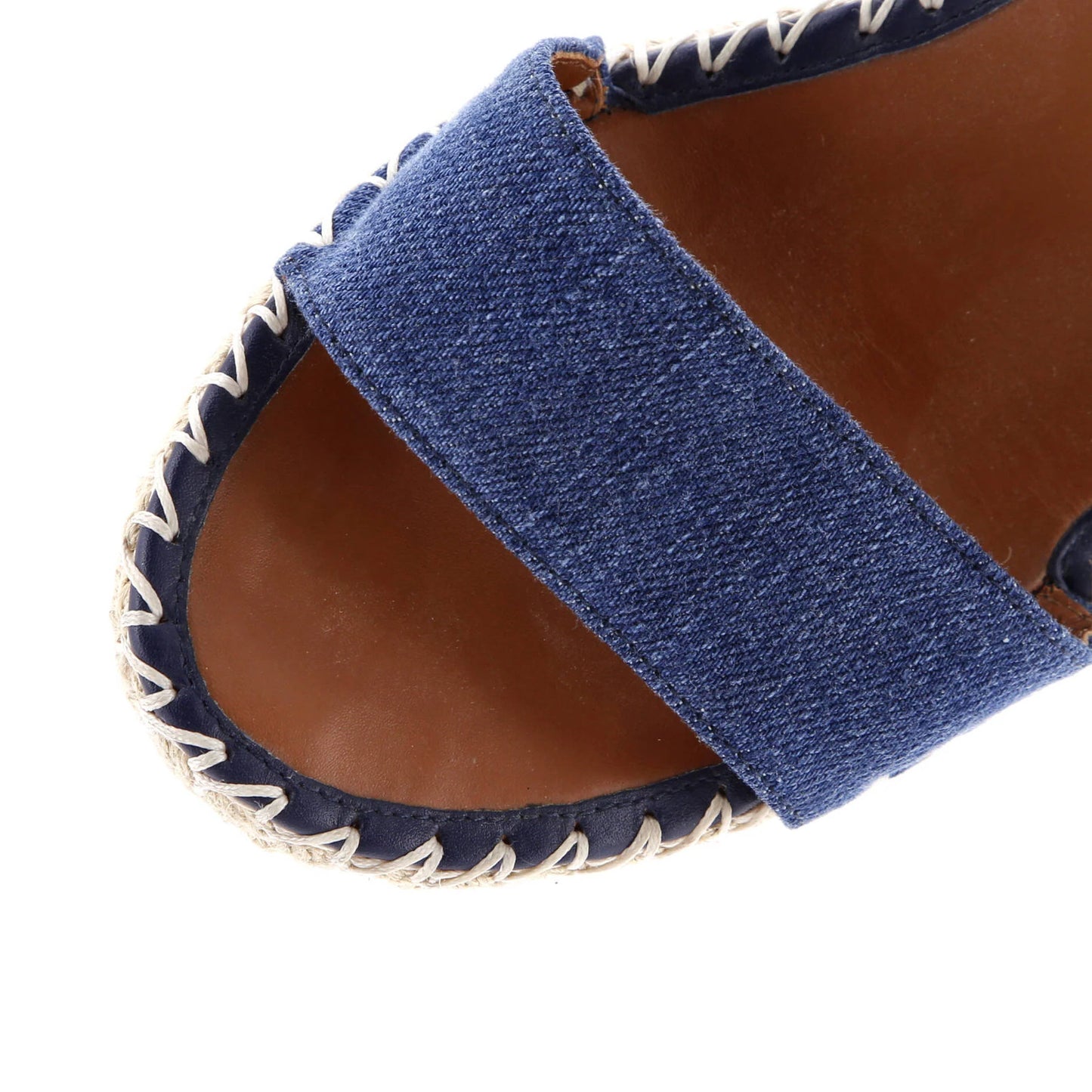 Valentino Garavani Women's Double Wedge Sandals Denim Rockstud Ankle Strap