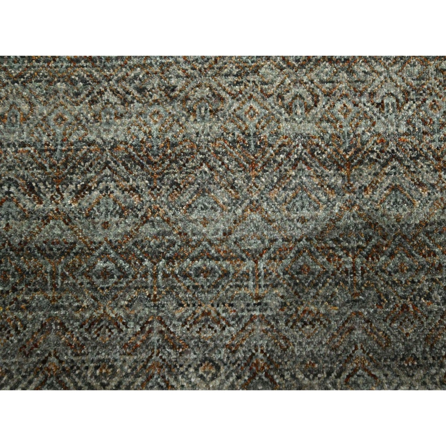 8'X10' Brown Kohinoor Soft Wool Hand Knotted Rug Small Geometric Design
