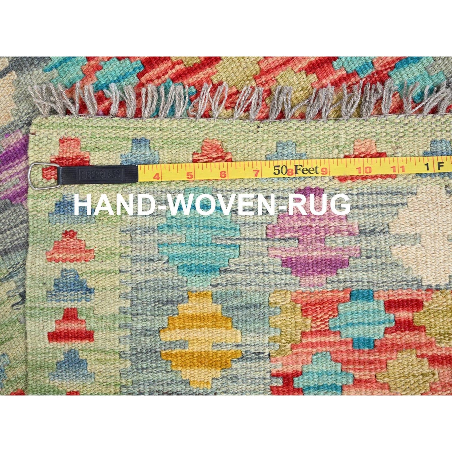 2'X2'10" Red Afghan Kilim Natural Wool Hand Woven Oriental Rug