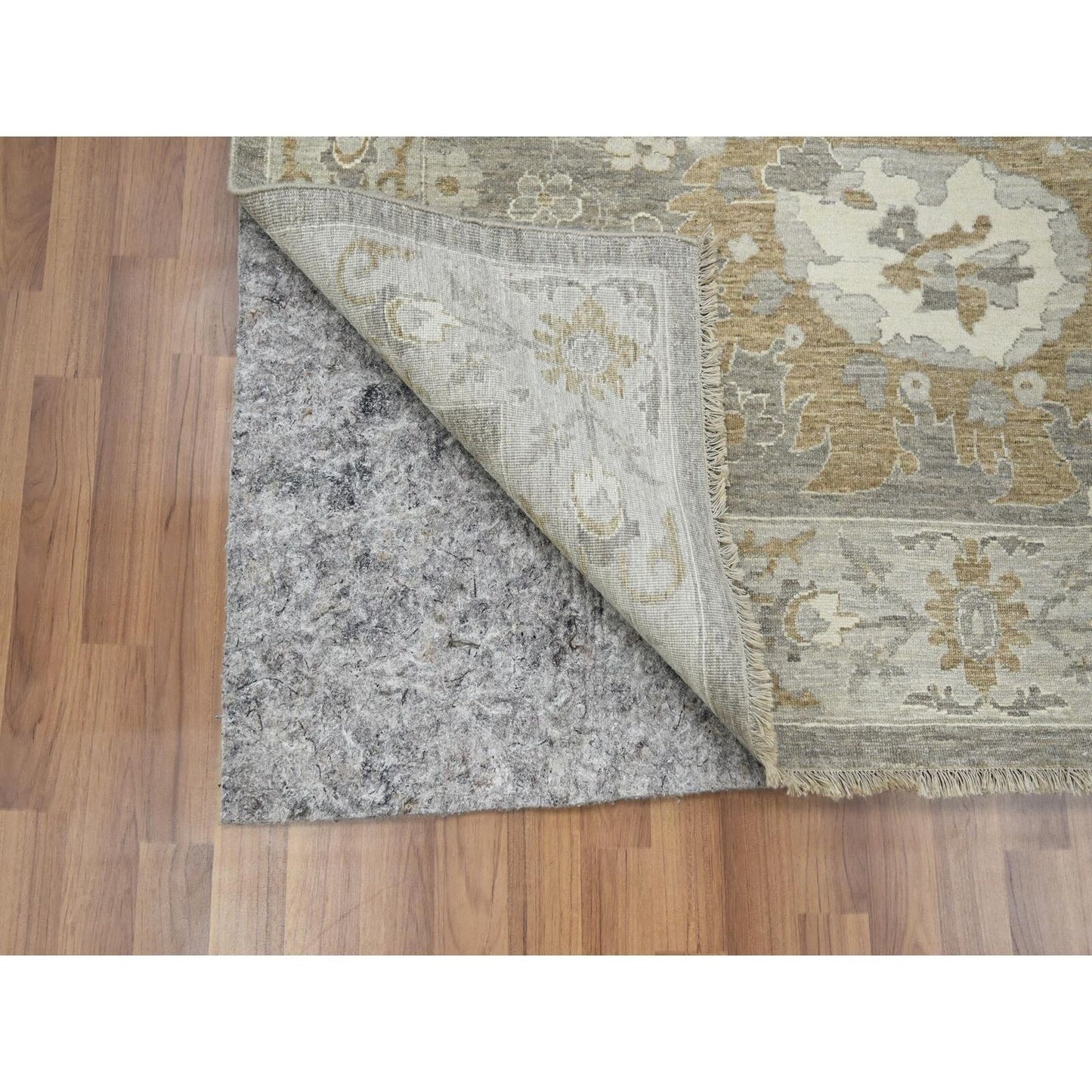 9'X11'10" Gray Hand Knotted Ziegler Mahal Flower Design Wool Oriental Rug