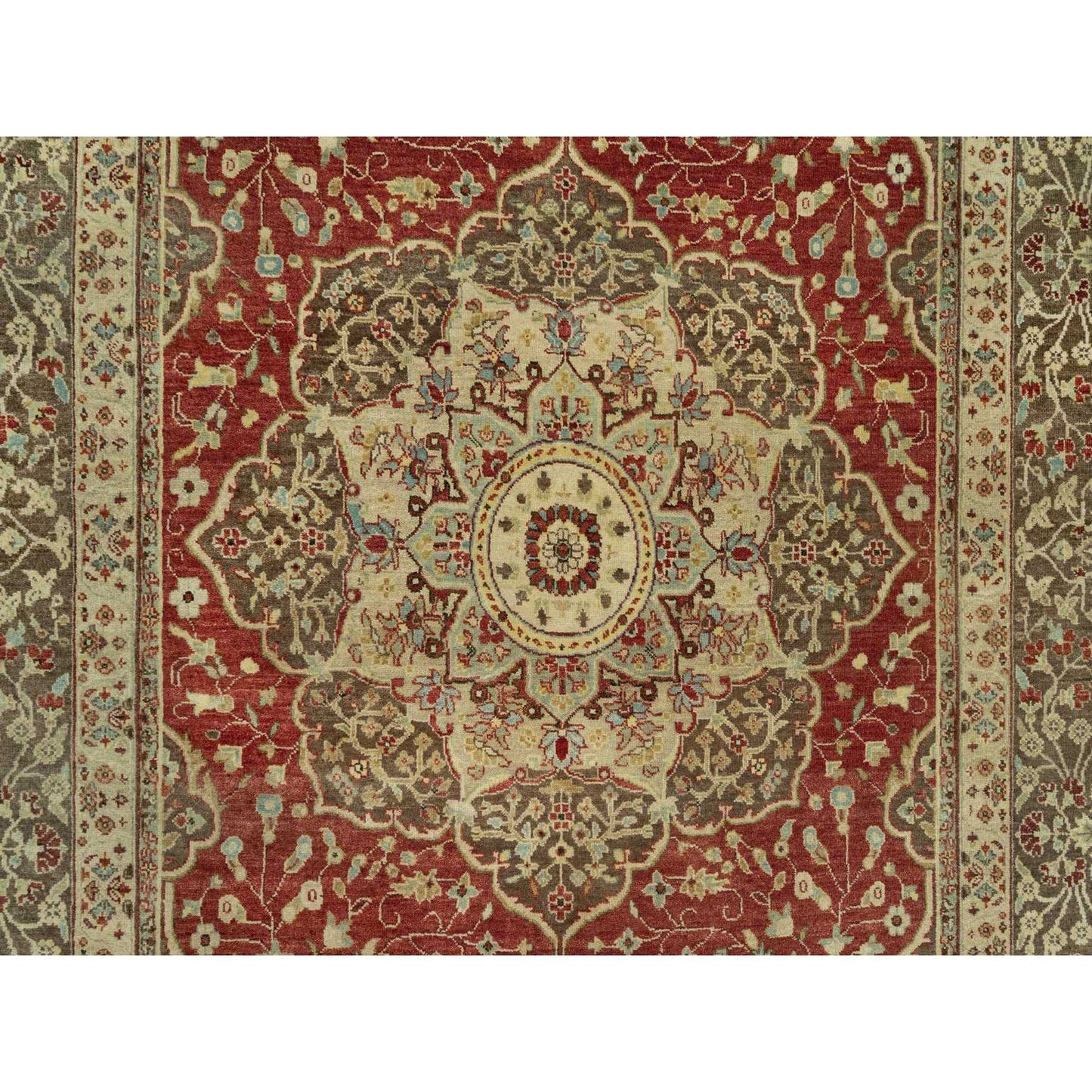 6'2"X9'1" Caliente Red Antiqued Haji Jalili Design Wool Hand Knotted Rug