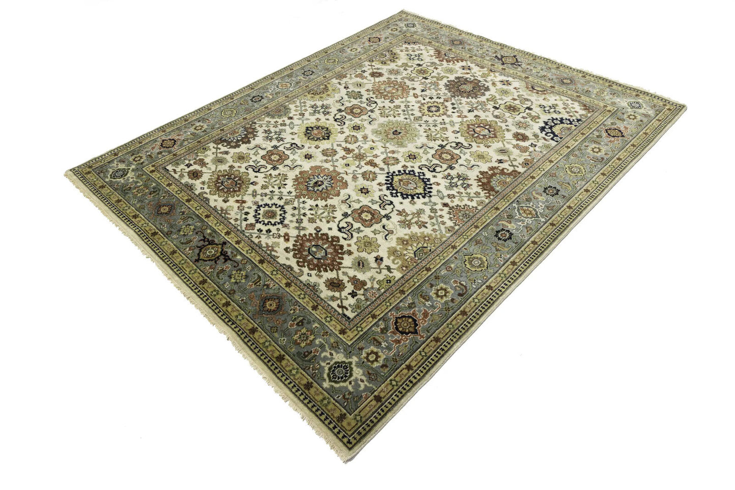 Wool Oriental Rug Geometric Style Carpet Farmho