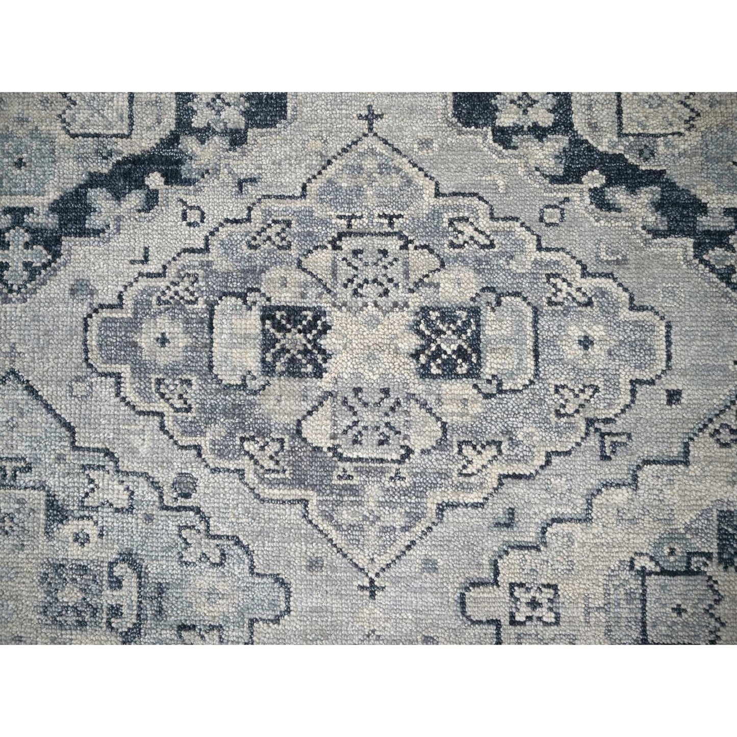 12'X17'9" Gray Hand Knotted Anatolian Design Organic Wool Oversized Rug