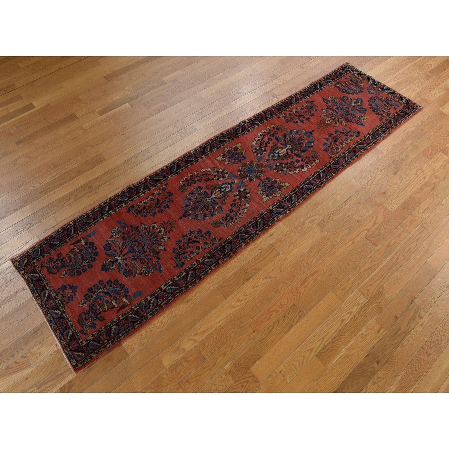 2'7"X10' Red Antique Zoroastrian Saroogh Wool Hand Knotted Runner Rug
