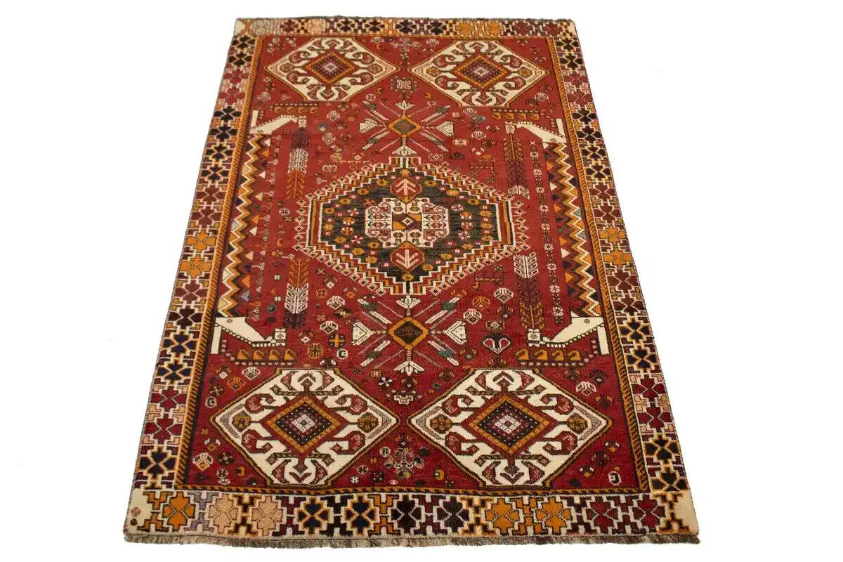 Handmade Vintage Oriental Area Rug Geometric