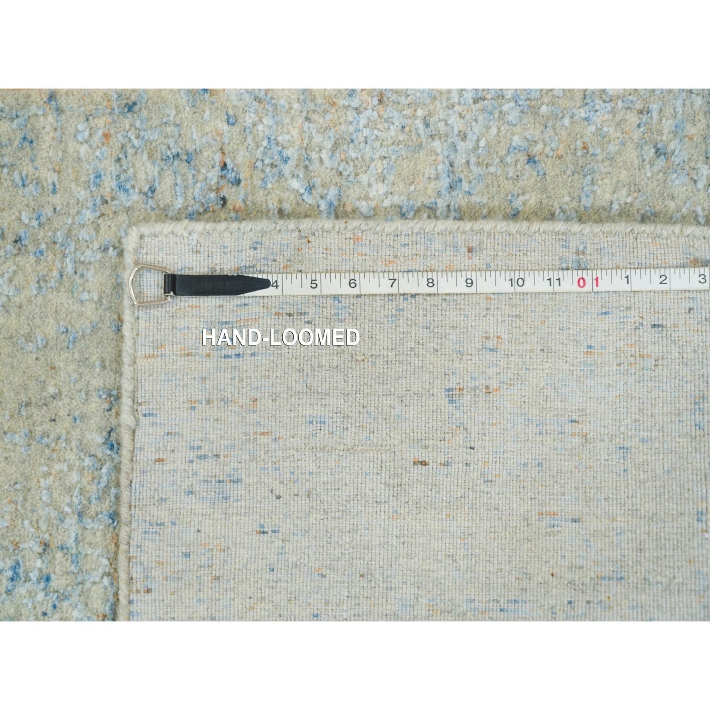 2'6"X10' Gray Wool And Silk Modern Jacquard Hand Loomed Runner