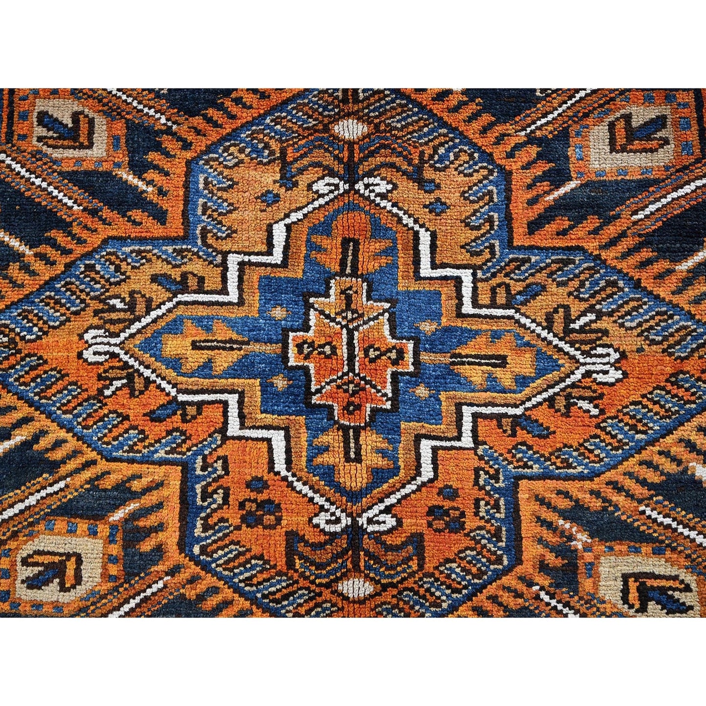 7'4"X10'1" Apricot Orange Vintage Zoroastrian Heris Wool Hand Knotted Rug