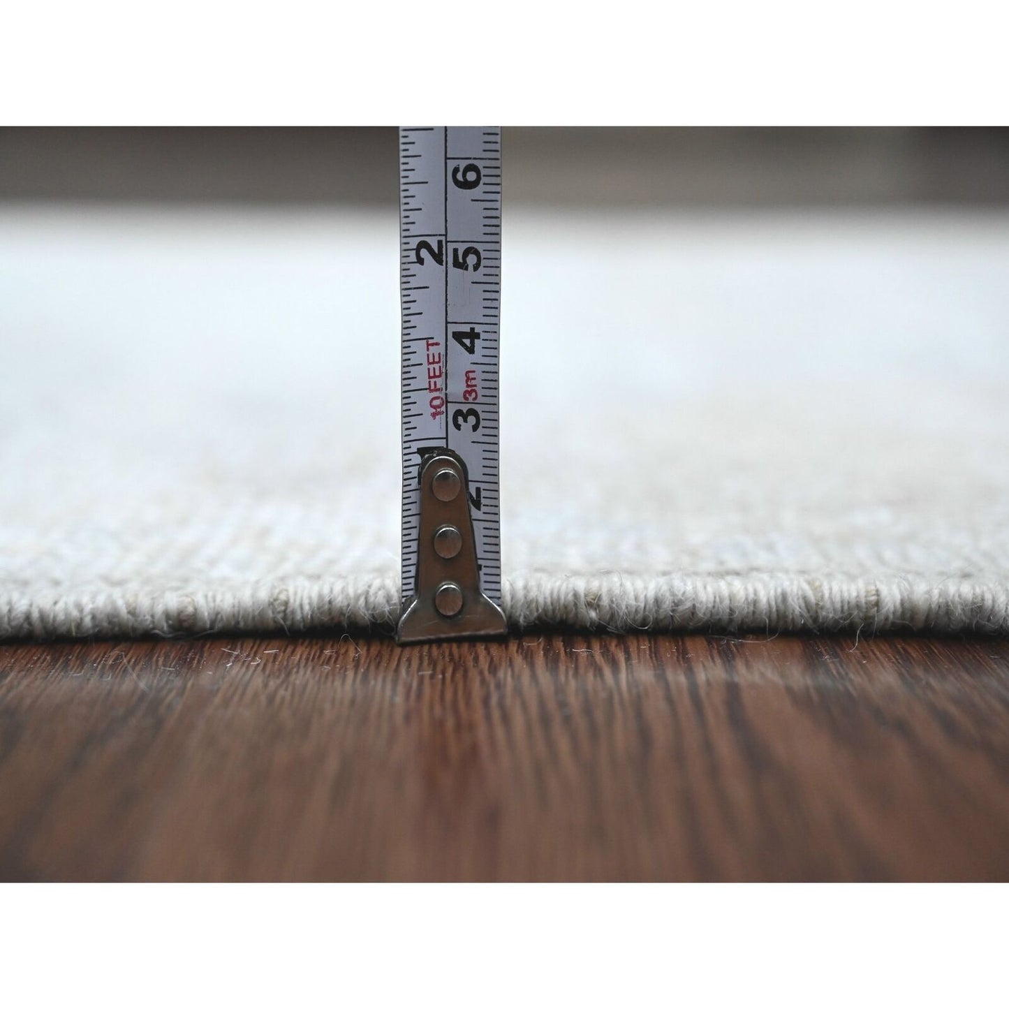 2'10"X11'10" Gray Hand Knotted Angora Oushak Leaf Design Wool Runner Rug