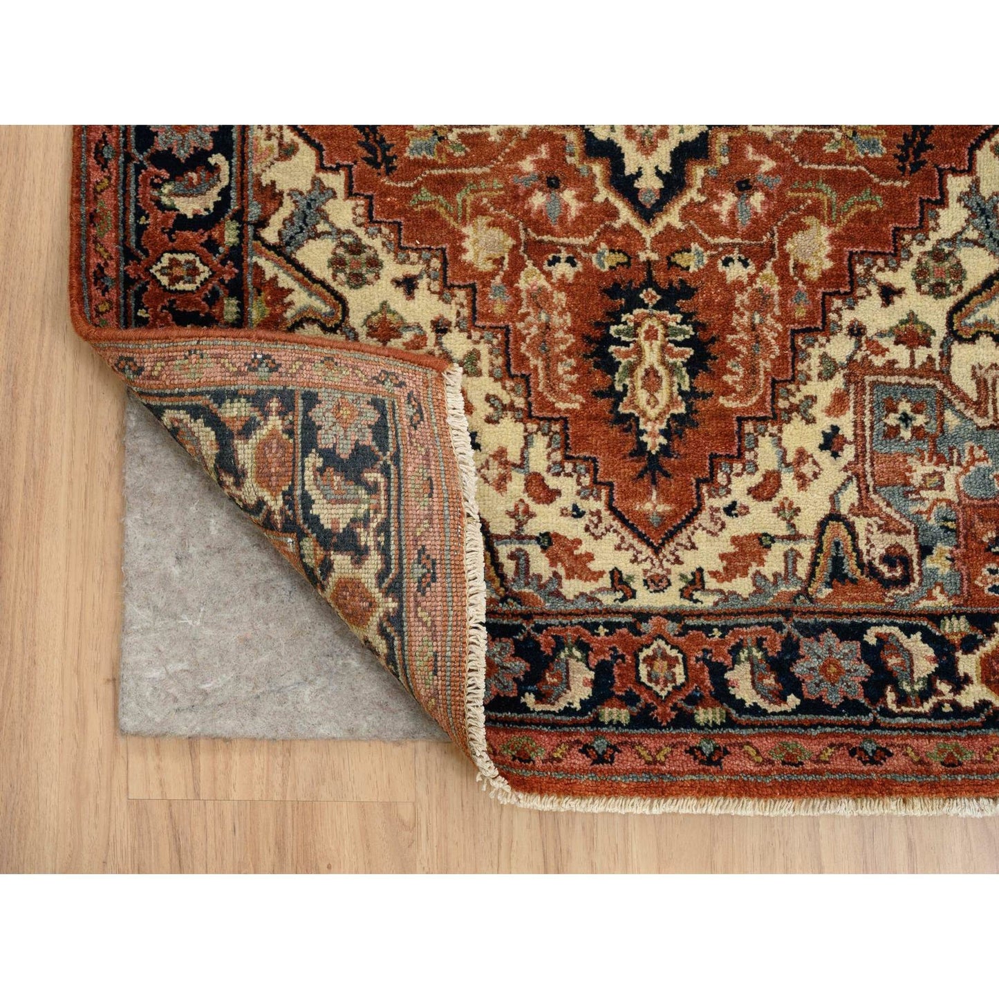 2'7"X16'3" Red Antiqued Heris Re-Creation Wool Hand Knotted Xl Runner Rug