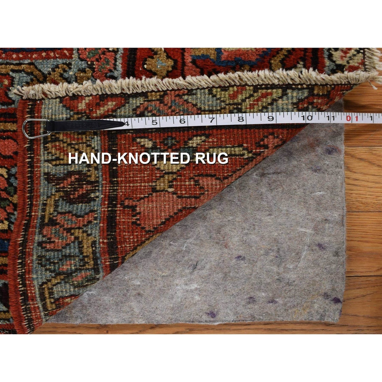4'6"X5'6" Blue Antique Zoroastrian Heris Wide Serapi Borders Oriental Rug