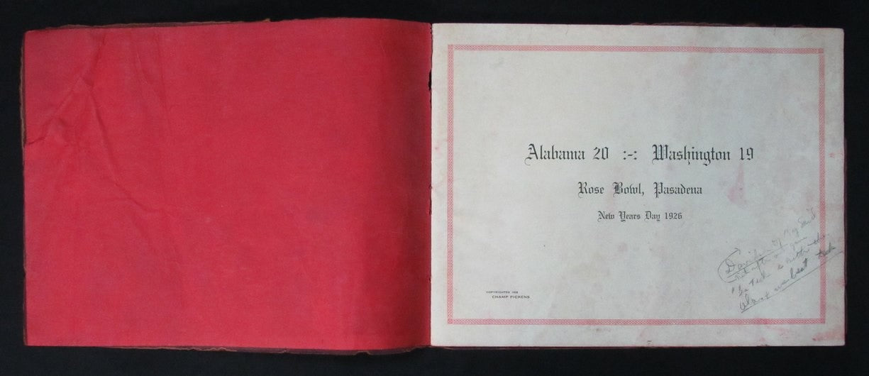 1926 Rose Bowl "Will To Win" Pictorial