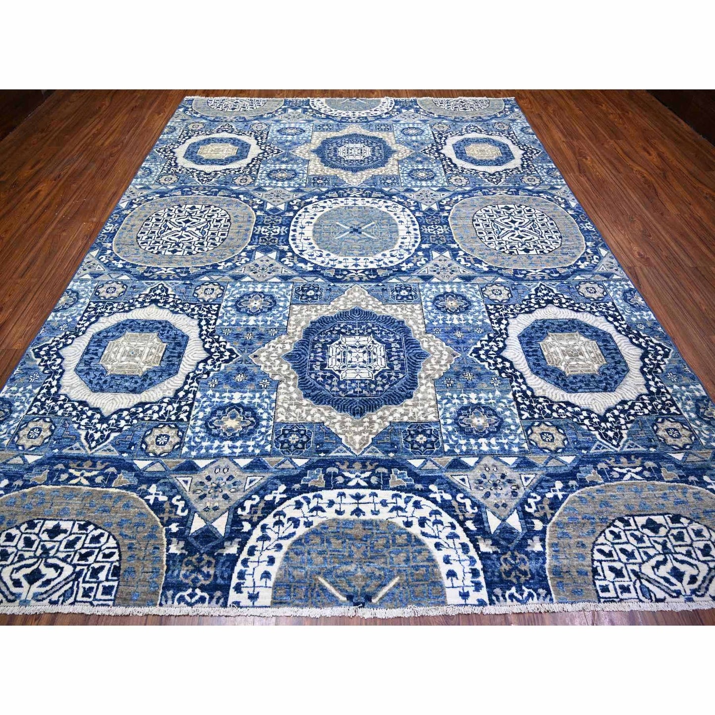 8'10"X11'8" Air Force Blue Hand Knotted Finer Peshawar Soft Wool Rug
