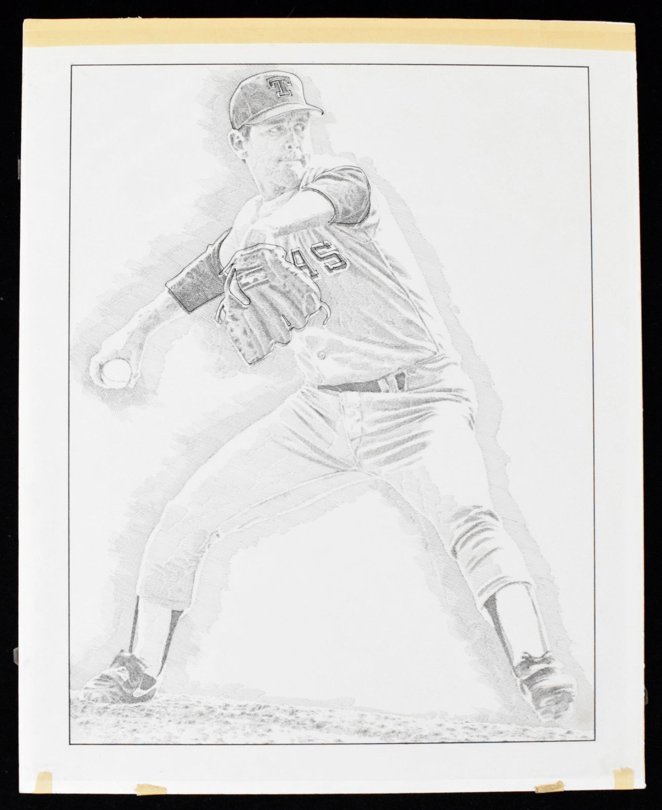 Nolan Ryan Original 16X20 Illustration Artwork By