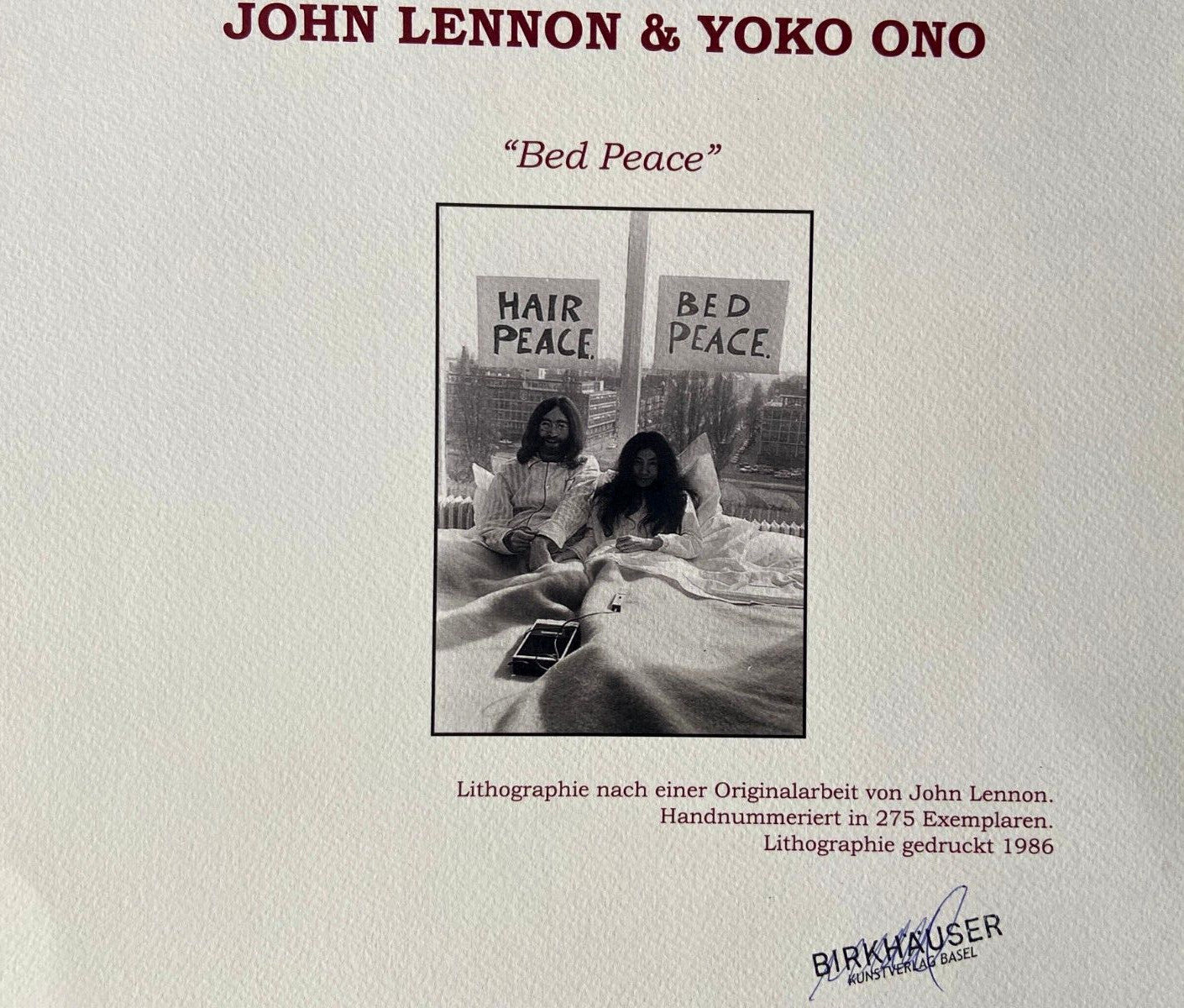 John Lennon & Yoko Ono, Lithograph 1986, 275 Ex