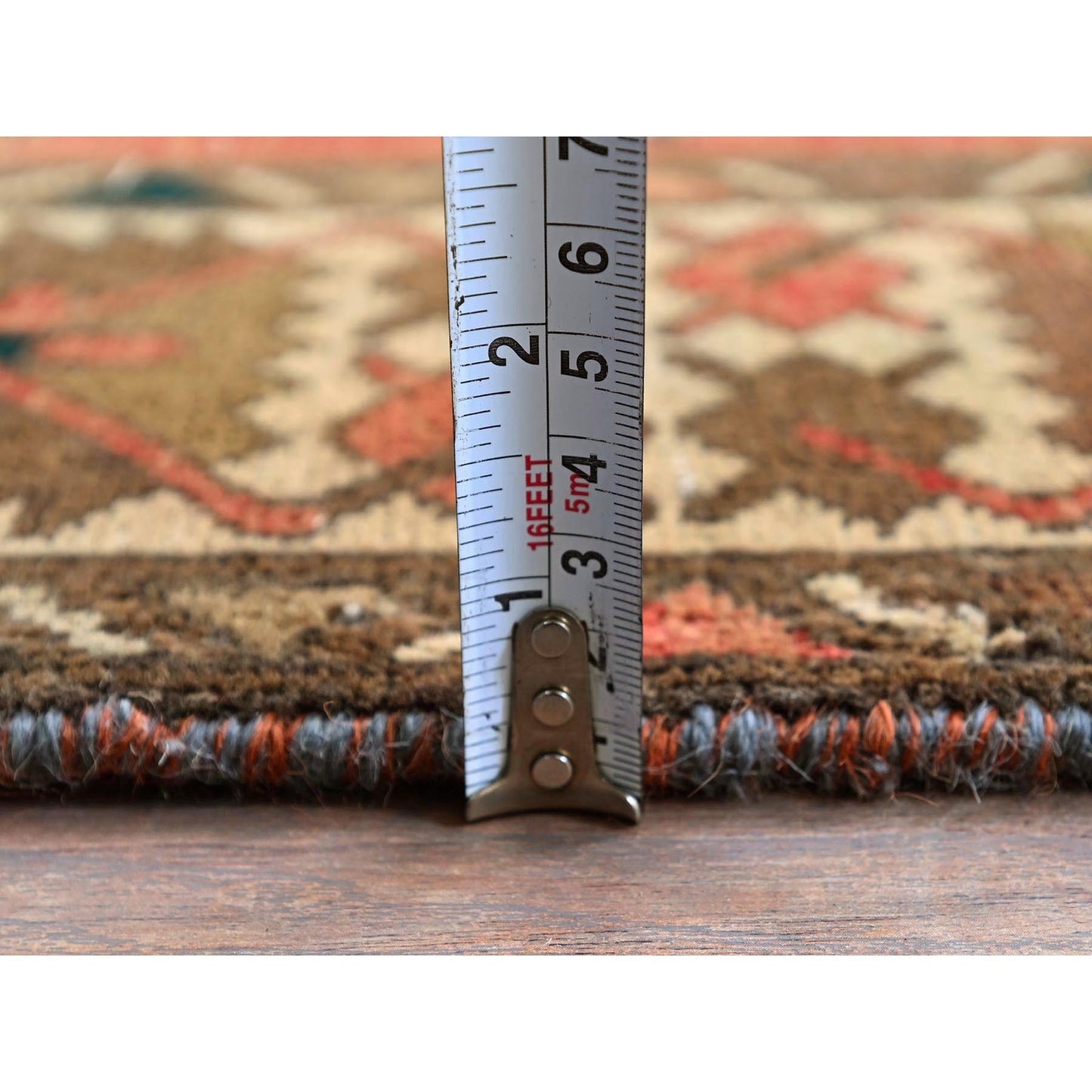 3'5"X10'3" Blush Red Vintage Zoroastrian Hand Knotted Pure Wool Runner Rug