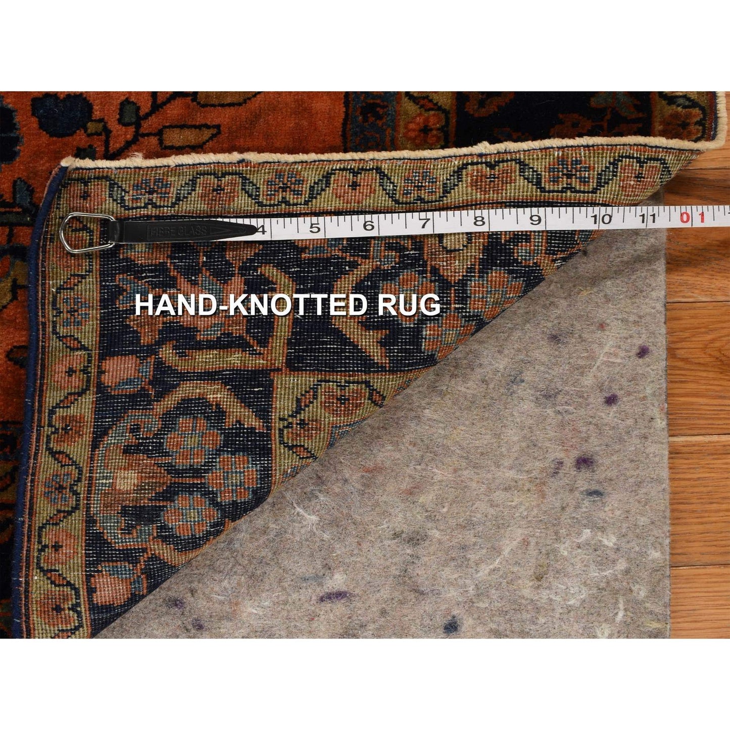 4'2"X6'4" Orange Rust Antique Zoroastrian Sarouk Mohajoren Oriental Rug