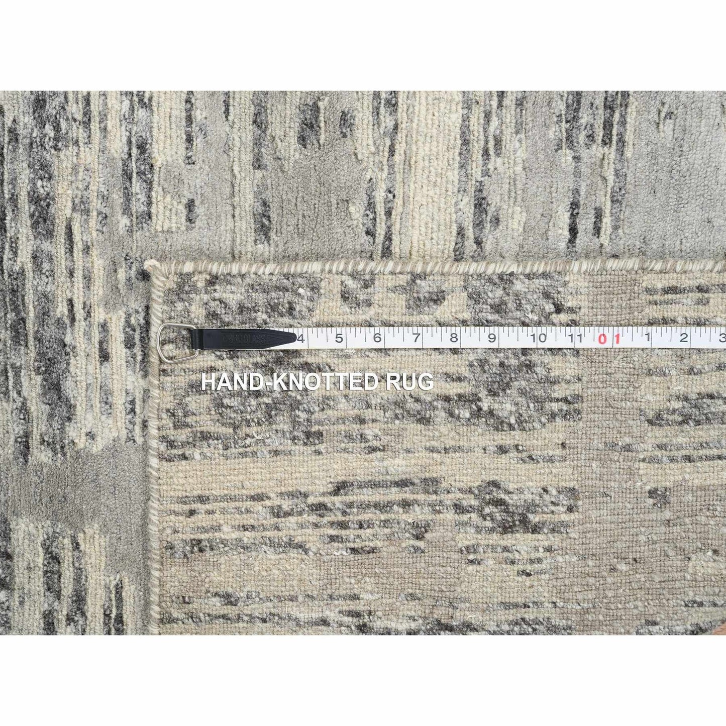 2'7"X23'8" Gray Wool Hand Knotted Modern Design Xl Runner Rug