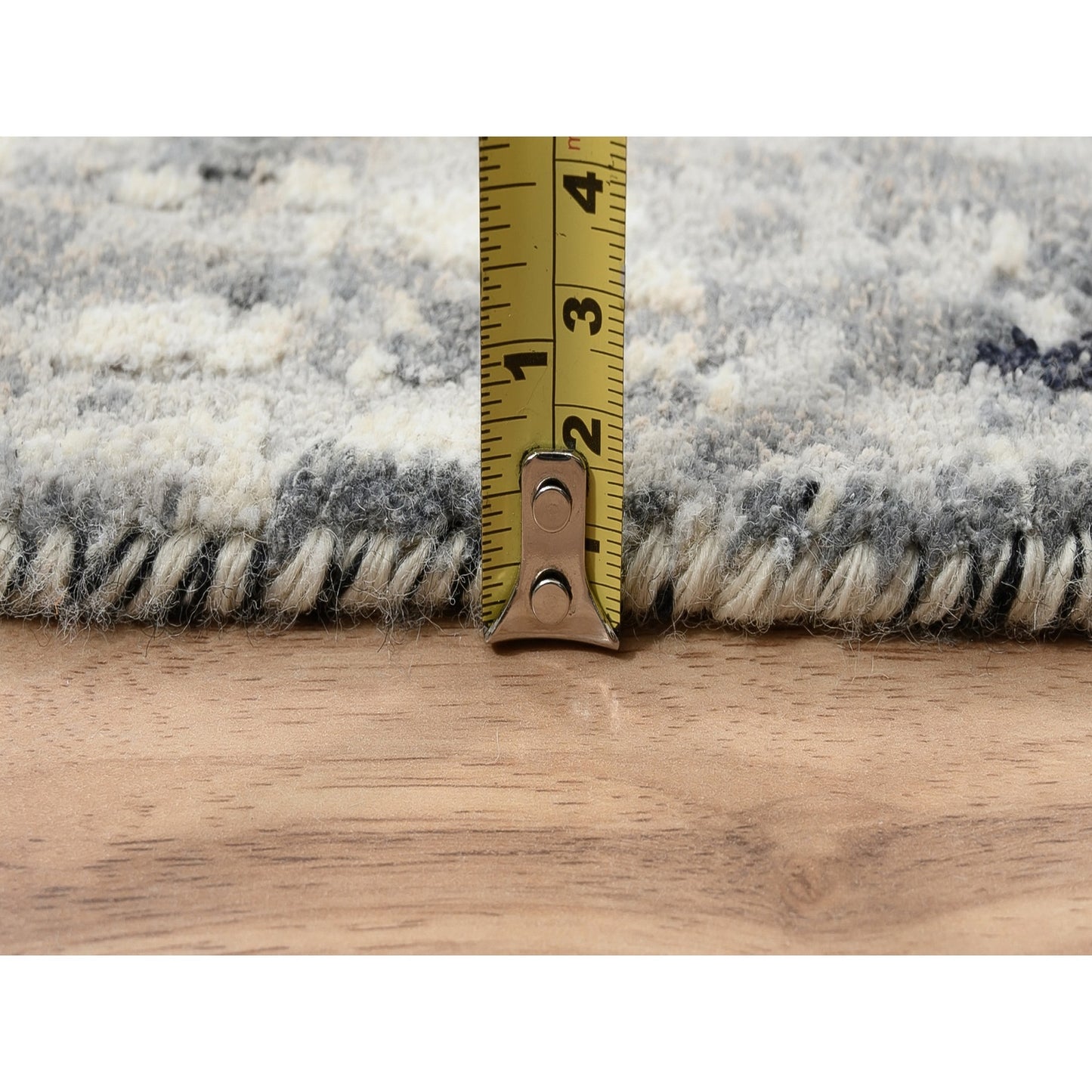 8'1"X8'1" Wool And Silk Ivory Abstract Design Hand Knotted Square Rug