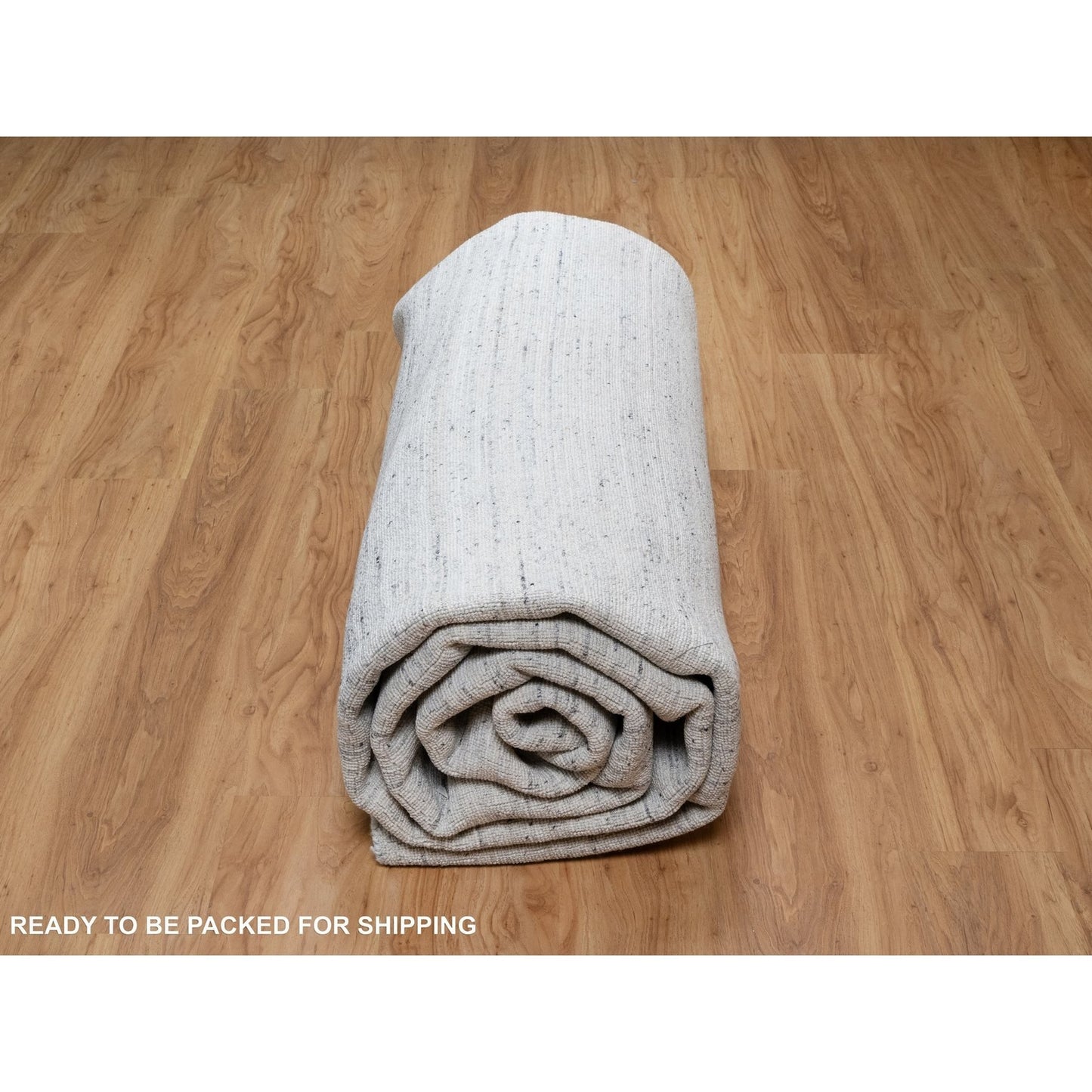 9'X12' Misty Gray Modern Striae Design,Natural Wool Hand Loomed Rug