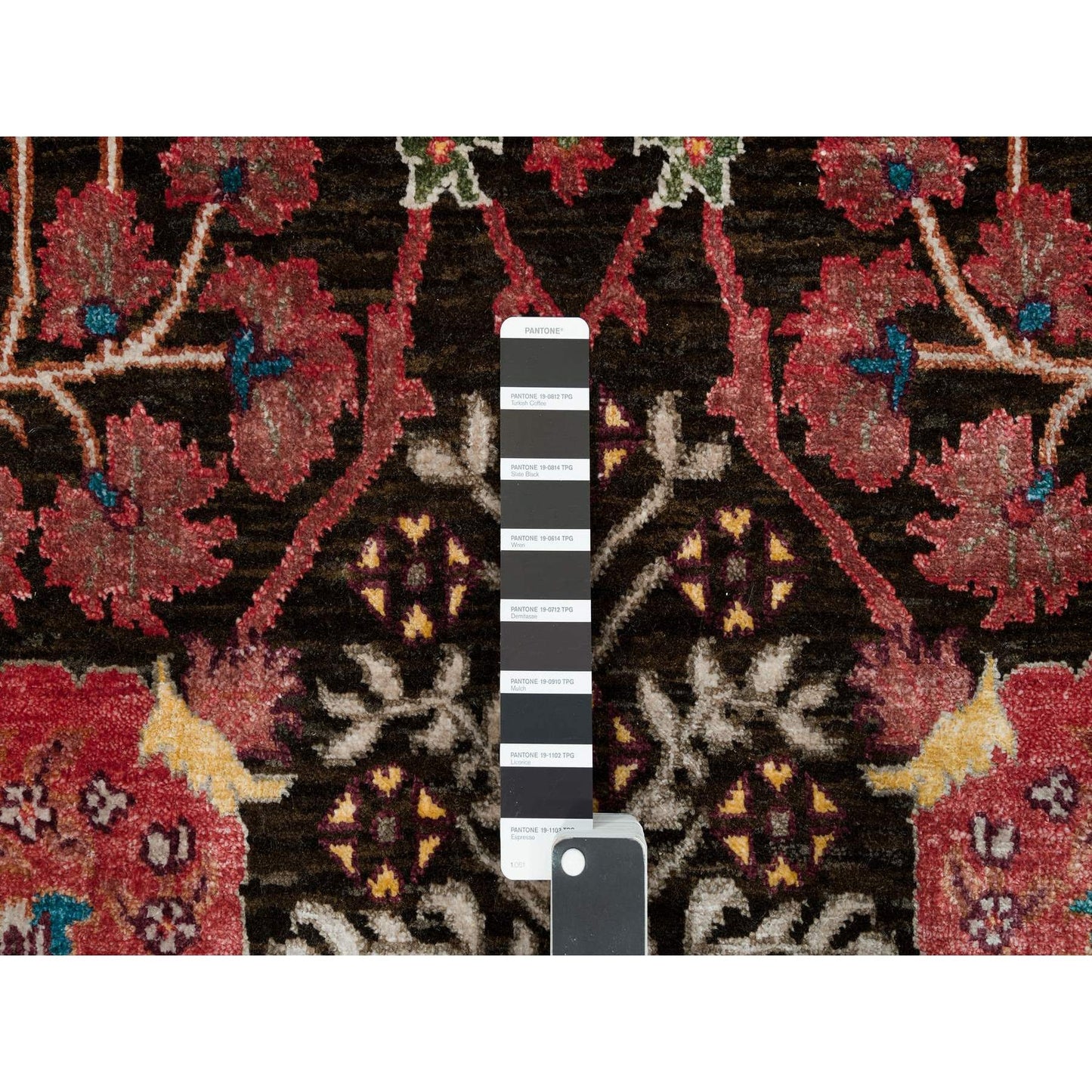 9'1"X12' Black Wool And Silk Hand Knotted Tebraz Vase Fine Oriental Rug