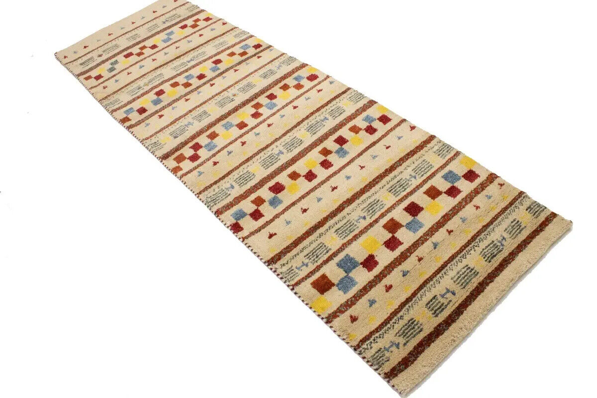 Handmade Stripes Tribal Indo-Gabbeh Runner Rug