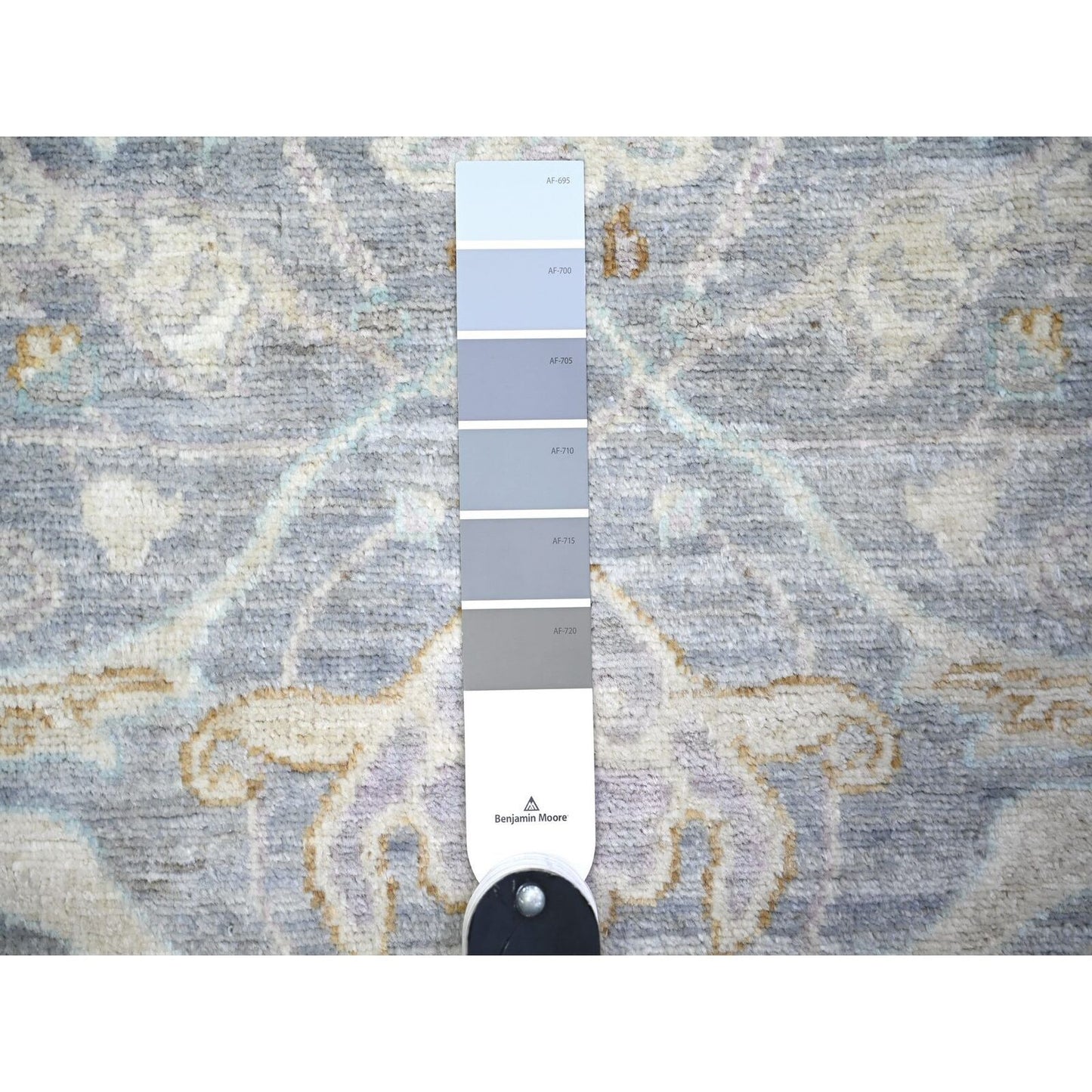 2'7"X9'6" Aegean Blue Finer Peshawar Wool Hand Knotted Runner Rug