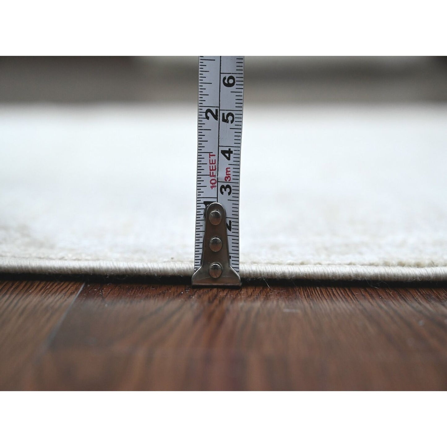 2'7"X9'8" White Hand Knotted Angora Oushak Leaf Design Wool Runner Rug