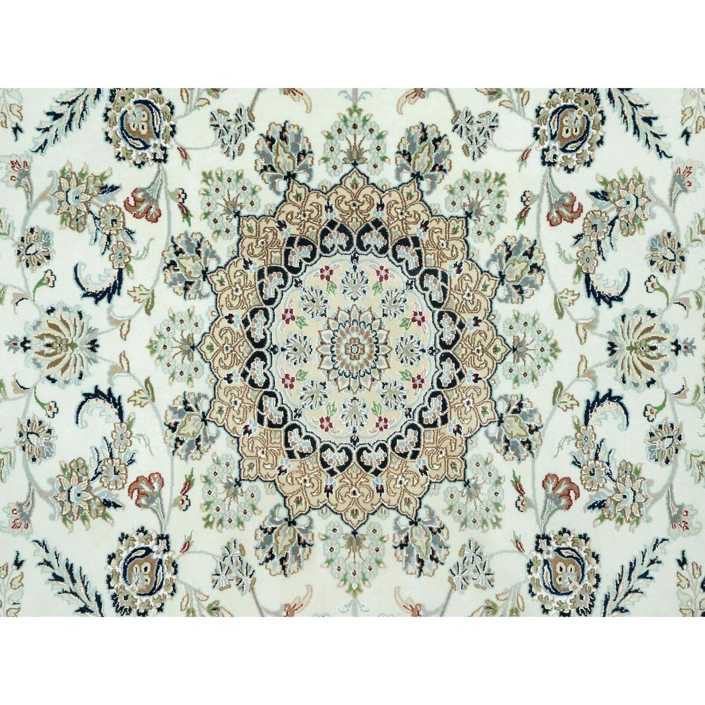 9'X12'2" Snowbound White Hand Knotted Nain 250 Kpsi Design 100% Wool Rug