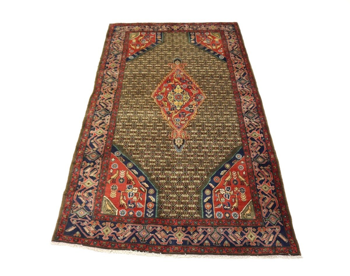 Handmade Vintage Tribal Oriental Rug Geometric