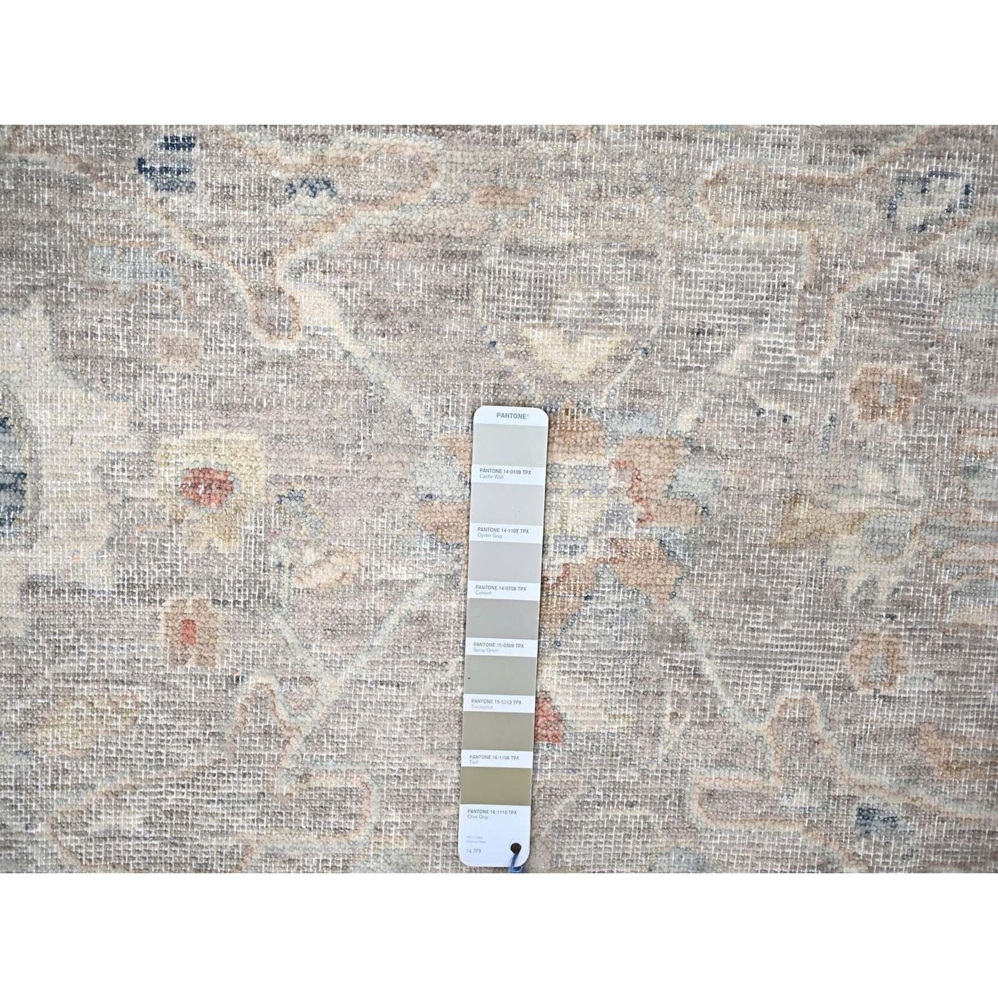 9'X11'9" Gray Antiqued Tebraz Design Zero Pile 100% Wool Hand Knotted Rug