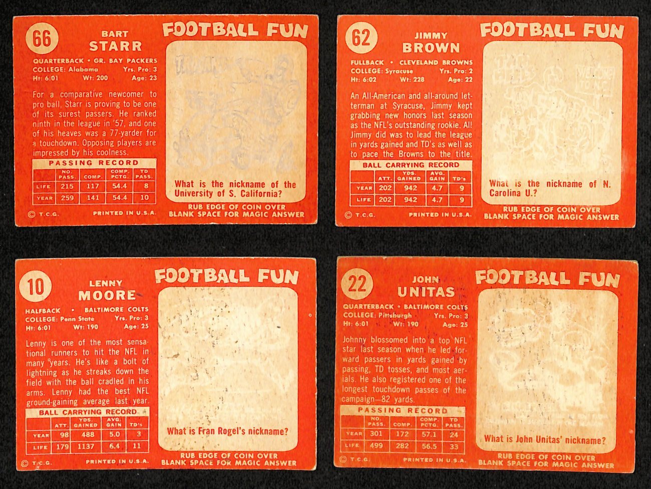 1958 Topps Football Card Complete Set (1-132)