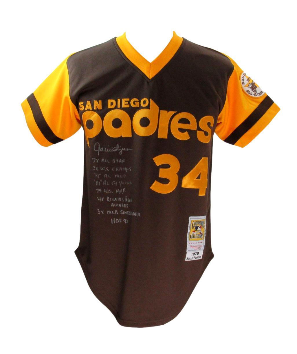 Rollie Fingers Hof Signed/Inscr Mitchell & Ness