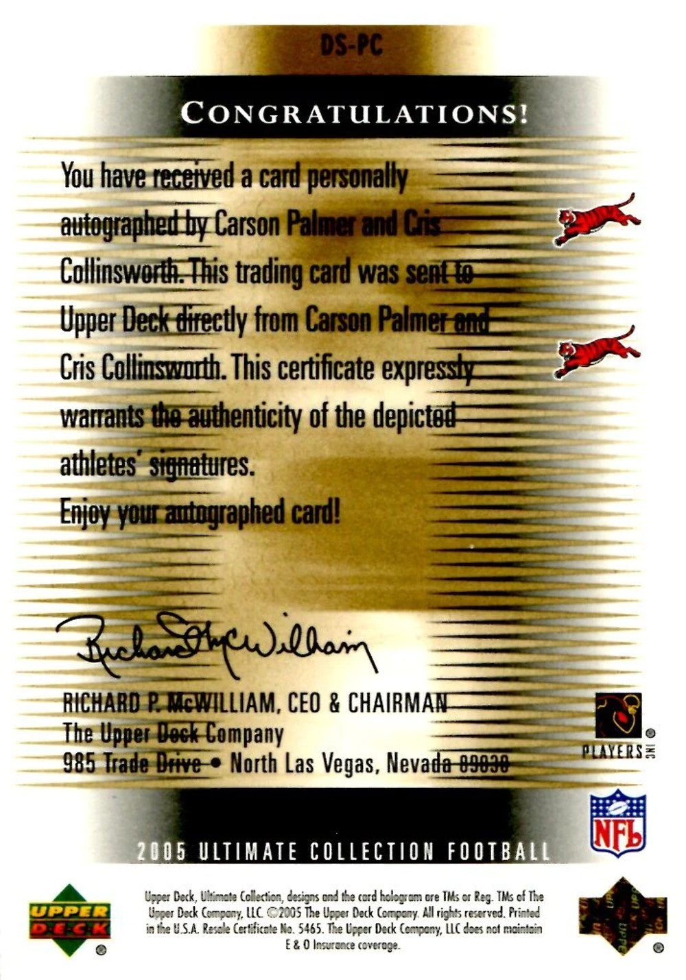 Carson Palmer & Cris Collinsworth 2005 Ultimate